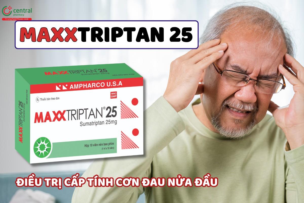 Thuốc Maxxtriptan 25 - Điều trị cấp tính các cơn đau nửa đầu