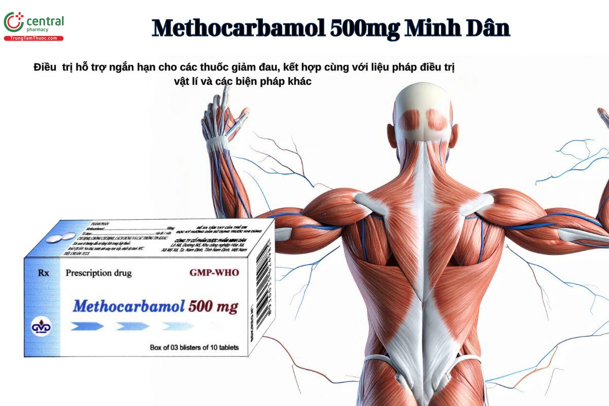 Thuốc Methocarbamol 500mg Minh Dân điều trị ngắn hạn bệnh xương khớp có kèm đau thắt cơ