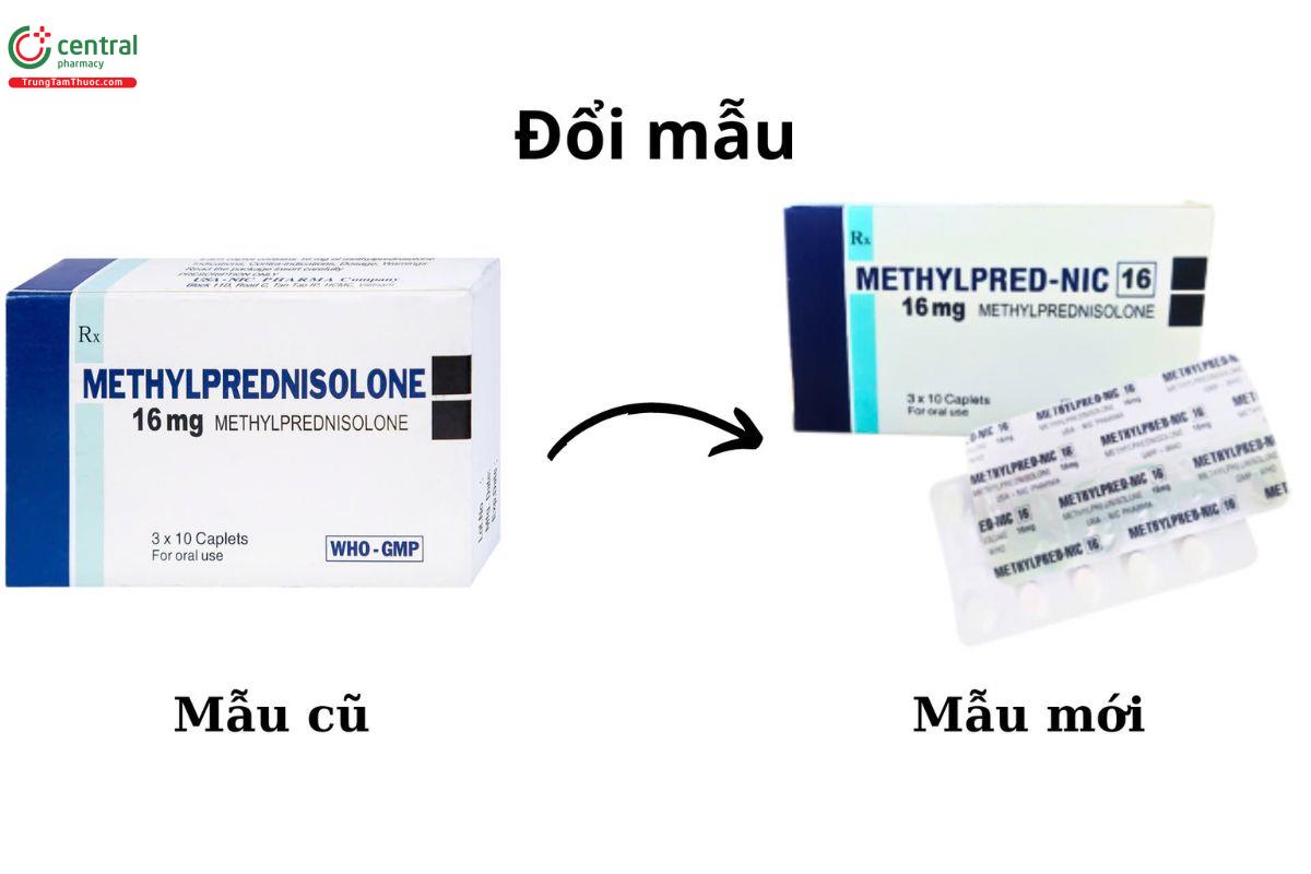 Thay đổi mẫu mã thuốc Methylprednisolon 16mg NIC-PHARMA