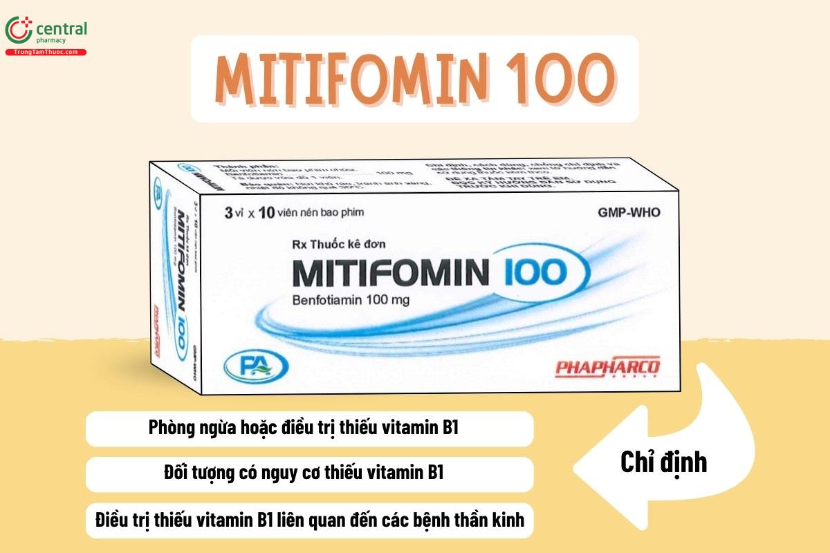 Chỉ định của thuốc Mitifomin 100