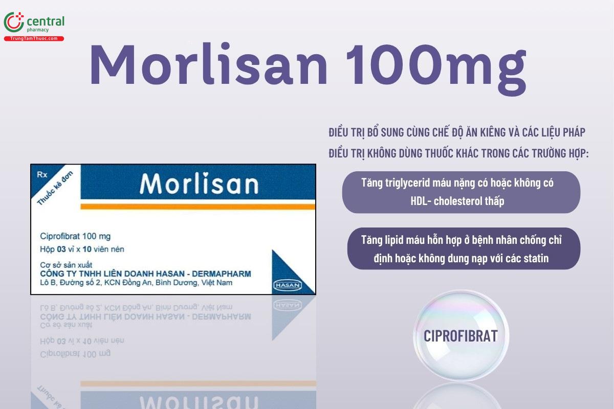 Chỉ định của thuốc Morlisan 100mg