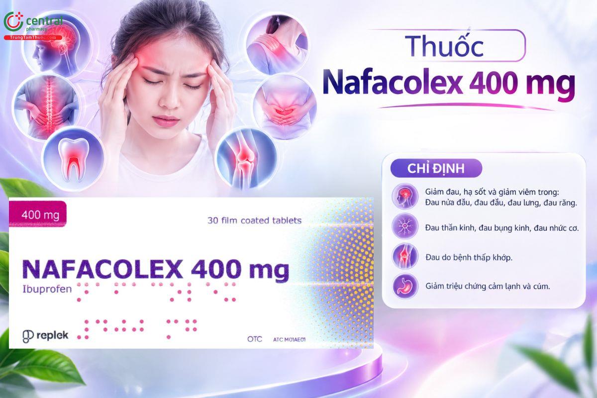 Thuốc Nafacolex 400mg hạ sốt, giảm viêm, điều trị đau nửa đầu, đau răng, đau cơ và thấp khớp