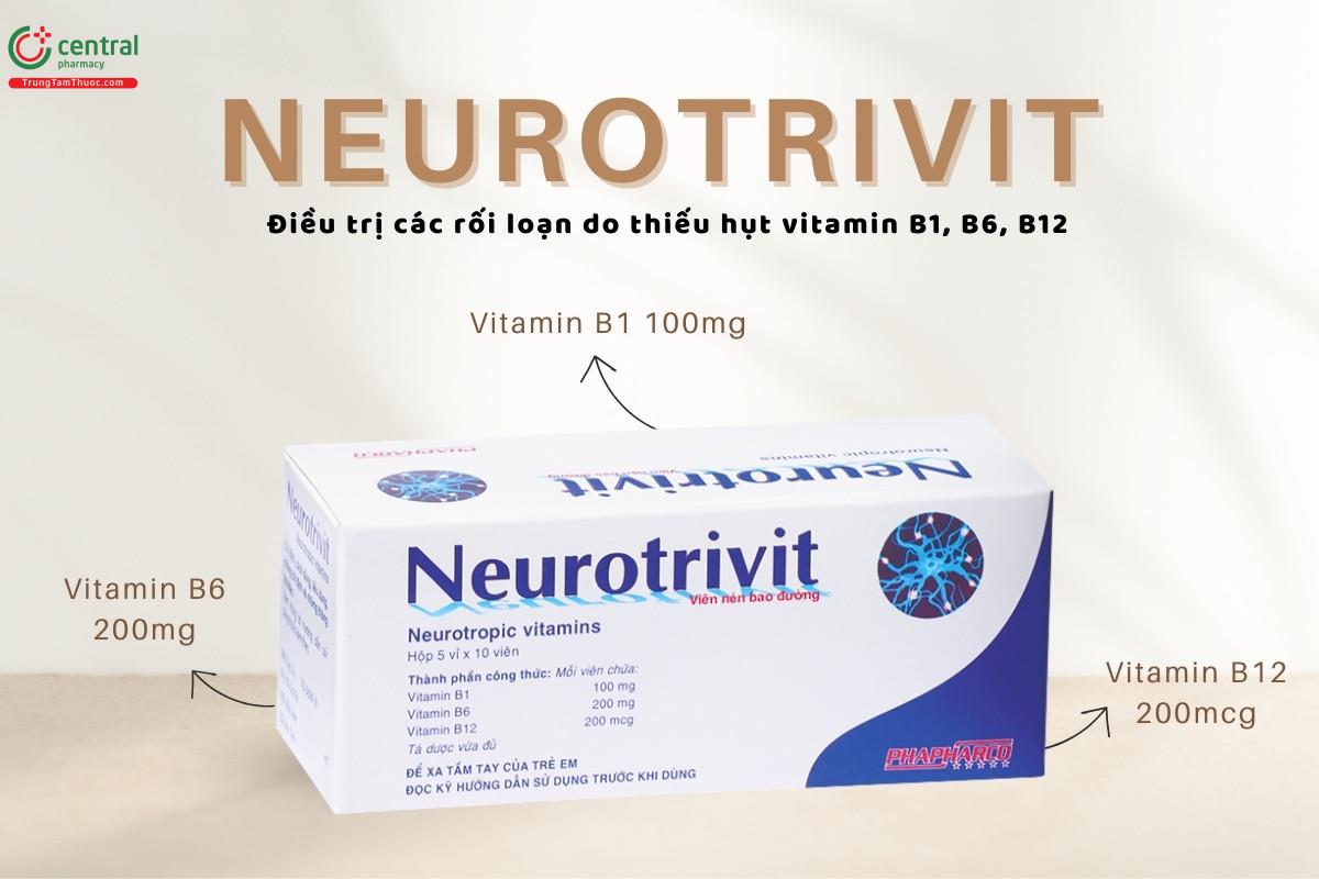 Thuốc Neurotrivit điều trị các rối loạn do thiếu hụt vitamin B1, B6, B12