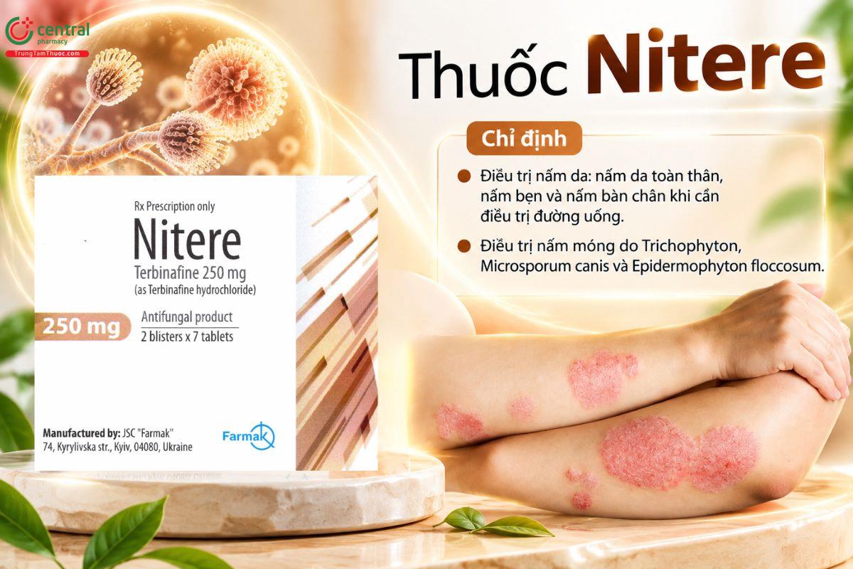 Thuốc Nitere điều trị nấm da, nấm móng do Trichophyton và Microsporum