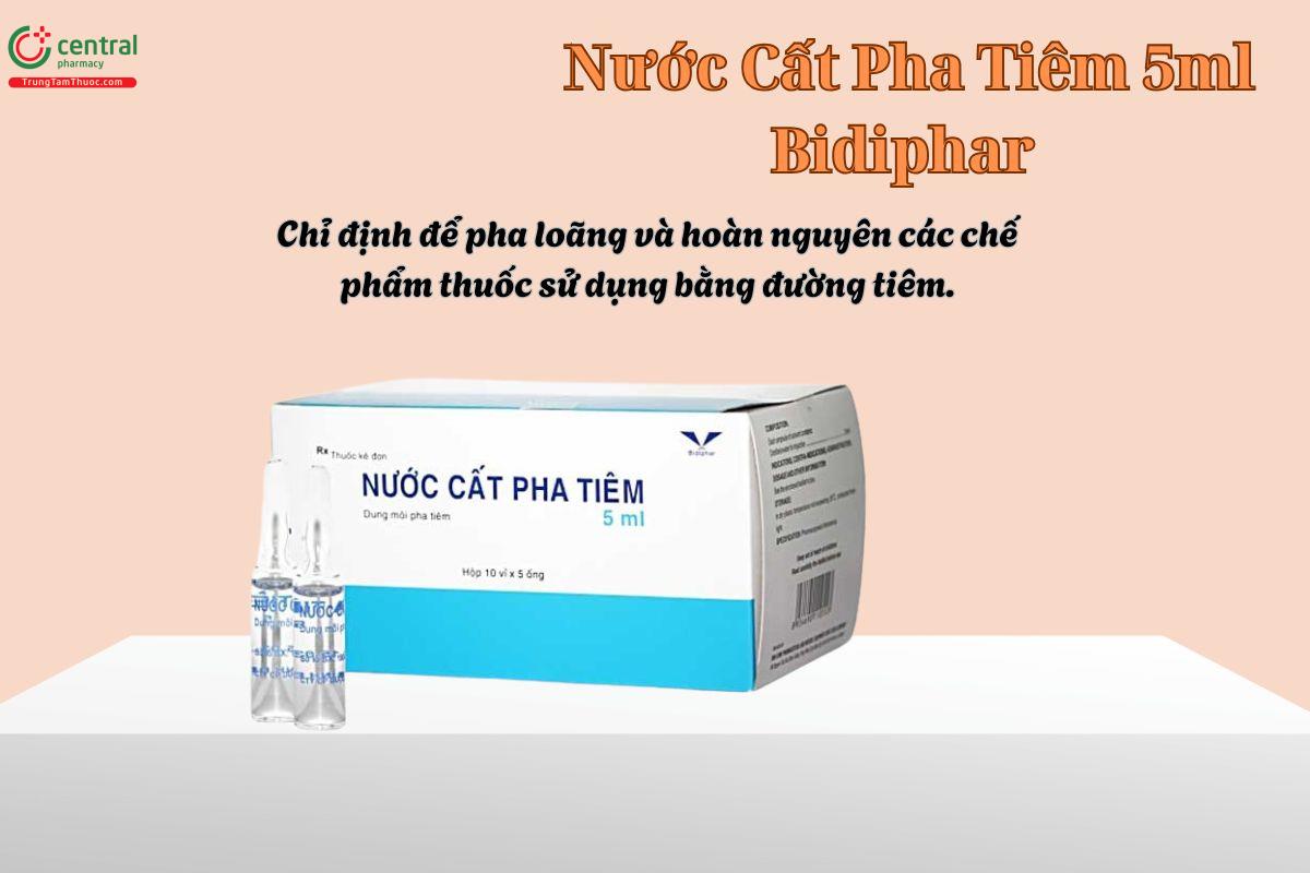 Nước Cất Pha Tiêm 5ml Bidiphar dùng để pha loãng thuốc tiêm