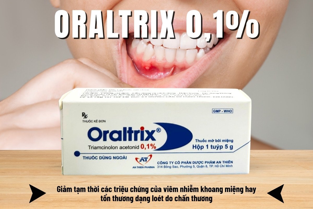 Thuốc Oraltrix 0,1% giảm tạm thời các triệu chứng của viêm nhiễm khoang miệng