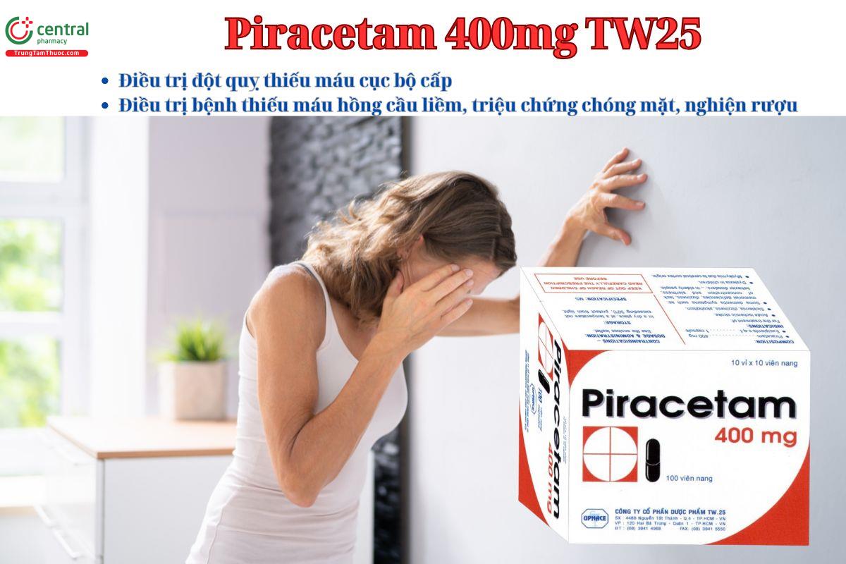 Thuốc Piracetam 400mg TW25 điều trị triệu chứng chóng mặt, suy giảm trí nhớ
