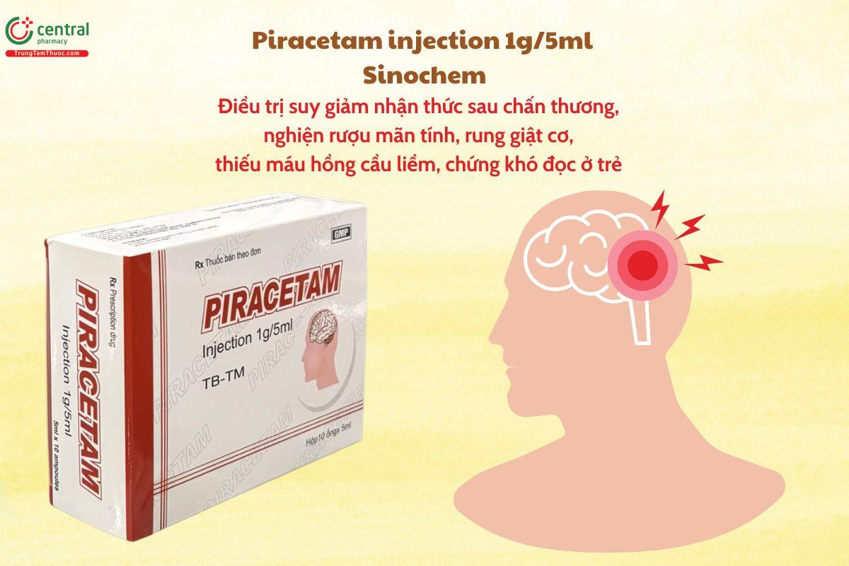 Thuốc Piracetam Injection 1g/5ml Sinochem trị suy giảm nhận thức, rung giật cơ
