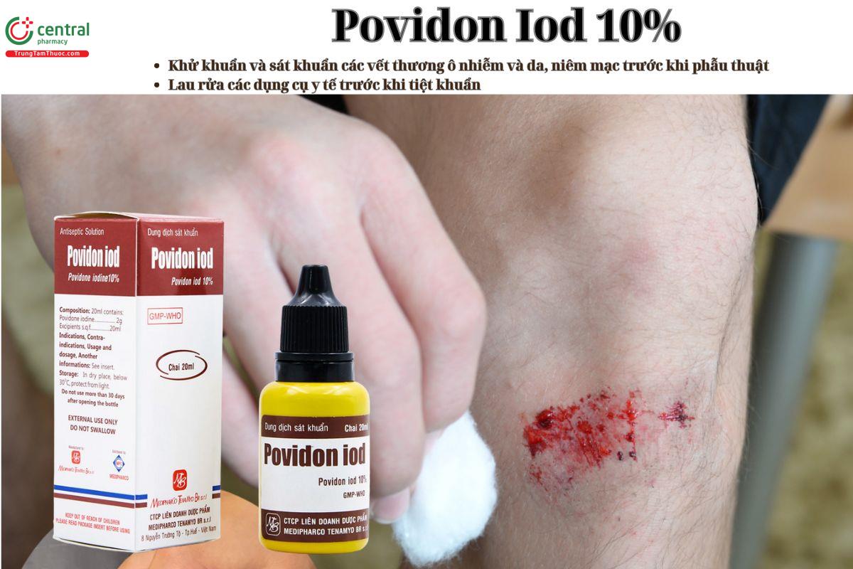 Thuốc Povidon Iod 10% Medipharco -Tenamyd dùng để sát khuẩn, khử khuẩn vết thương