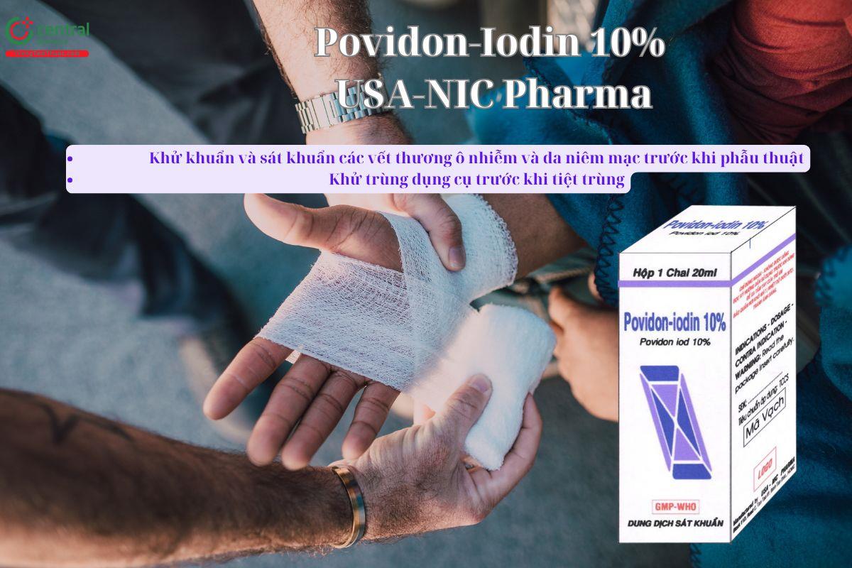 Thuốc Povidon-Iodin 10% USA-NIC Pharma dùng để làm sạch và sát khuẩn da