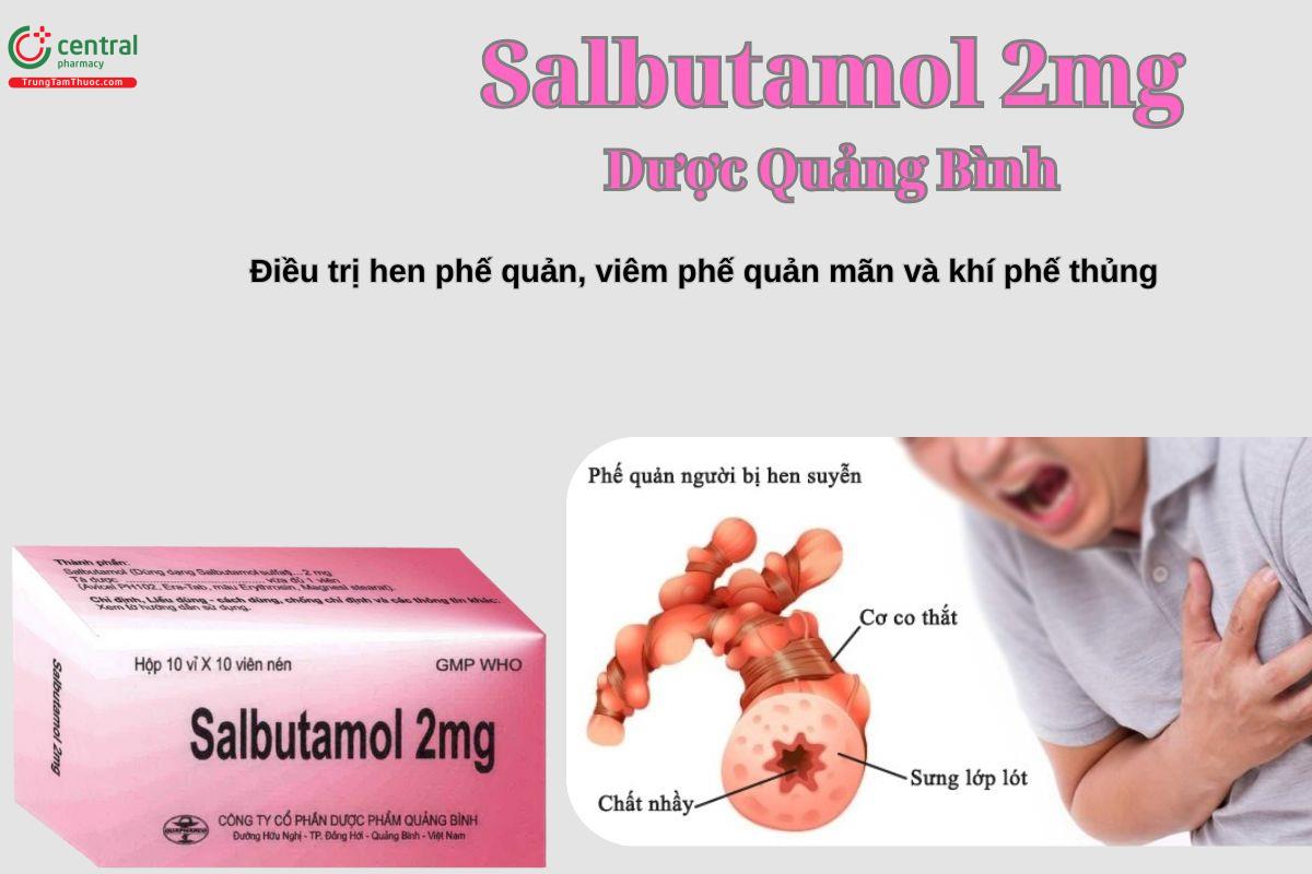 Thuốc Salbutamol 2mg Quapharco điều trị bệnh hen phế quản