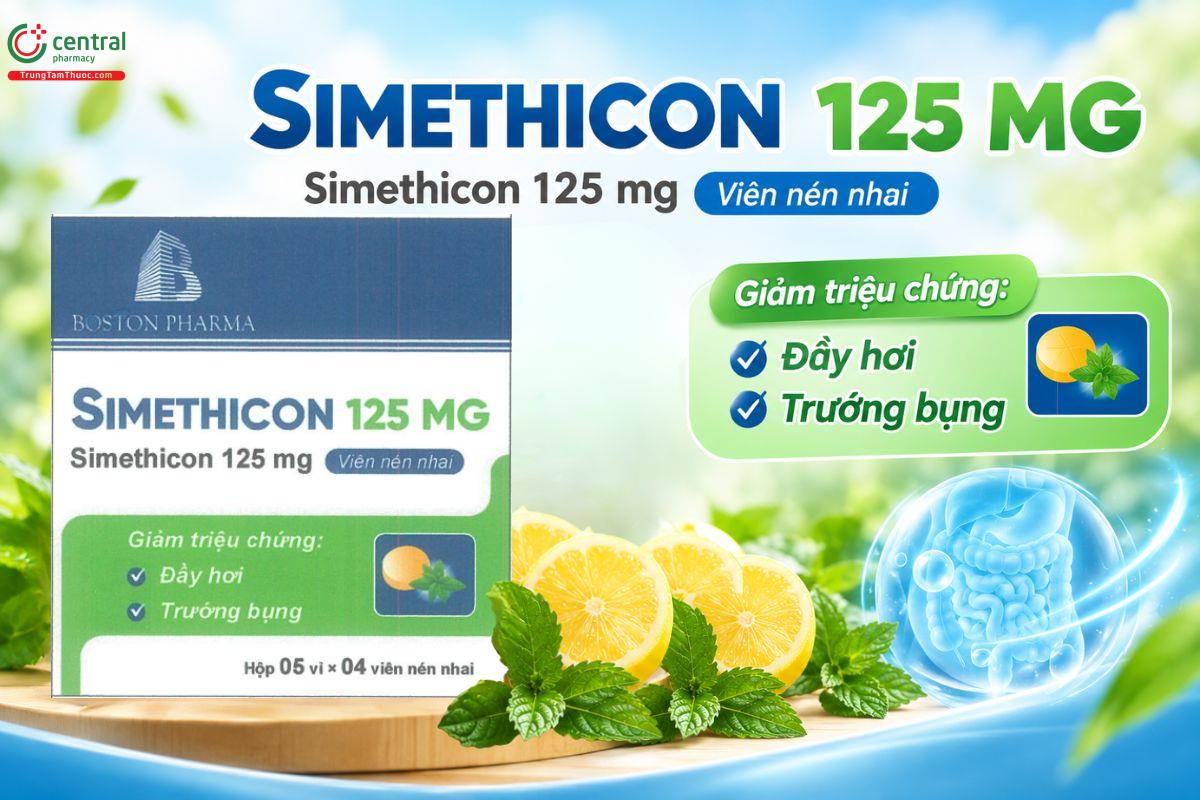 Thuốc Simethicon 125mg Boston Pharma giảm đầy hơi, chướng bụng hiệu quả