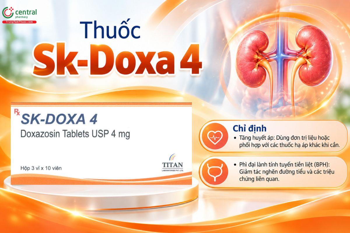 Thuốc Sk-Doxa 4 điều trị tăng huyết áp và phì đại lành tính tuyến tiền liệt