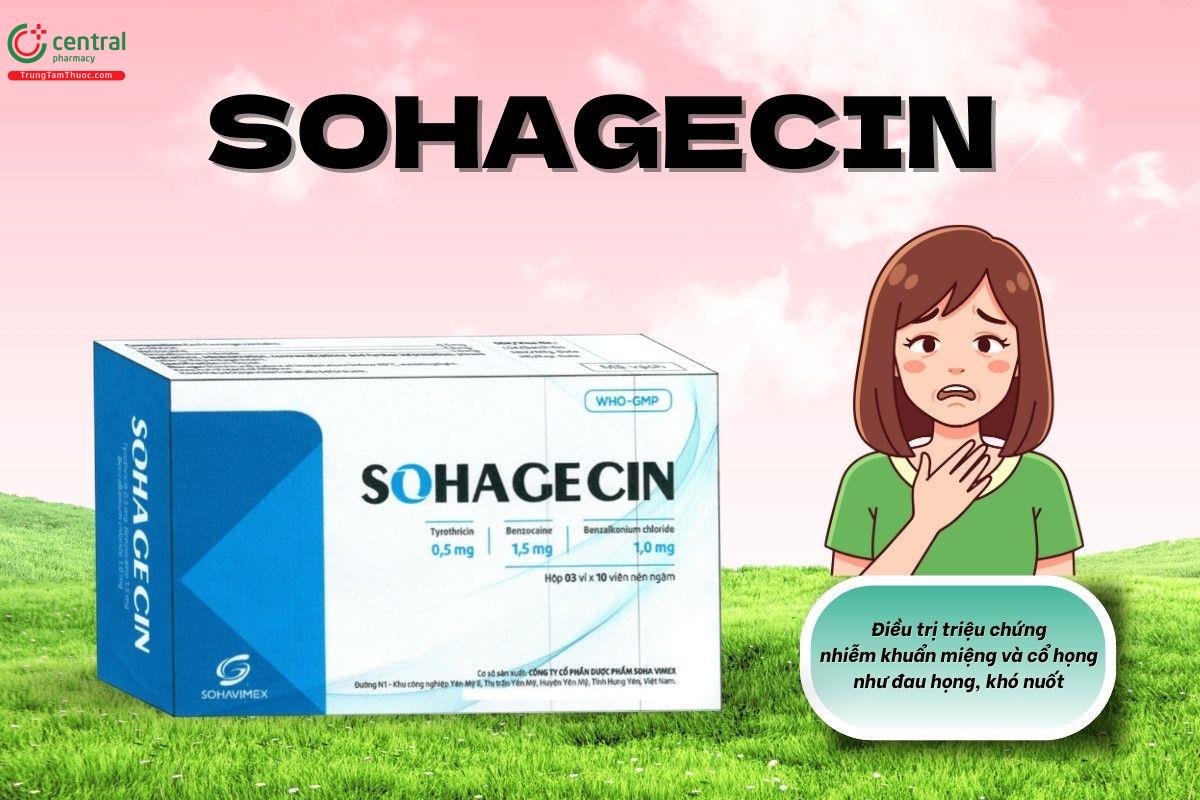 Thuốc Sohagecin điều trị triệu chứng nhiễm khuẩn miệng và cổ họng như đau họng, khó nuốt
