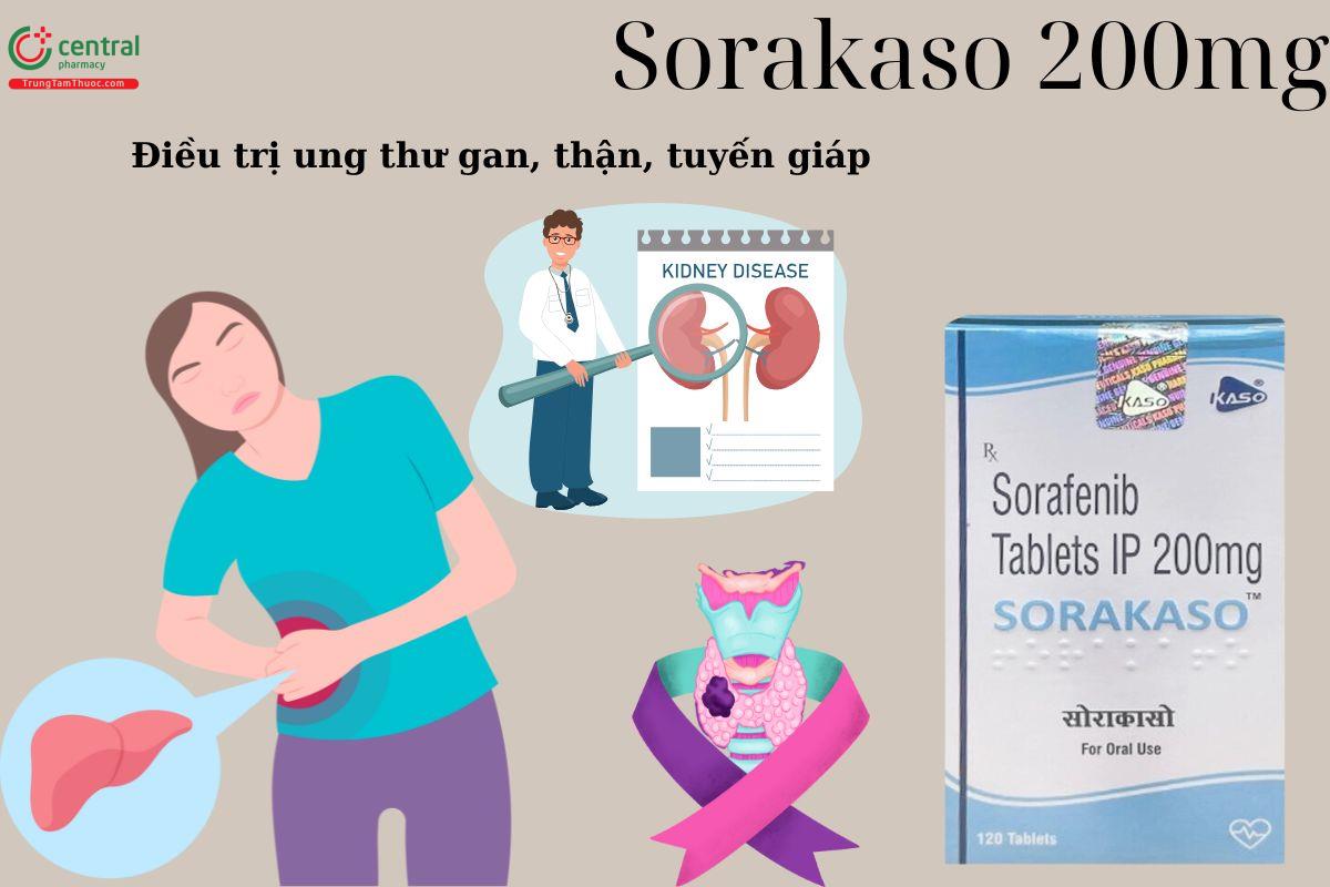 Thuốc Sorakaso 200mg Kaso điều trị ung thư thận, gan, tuyến giáp