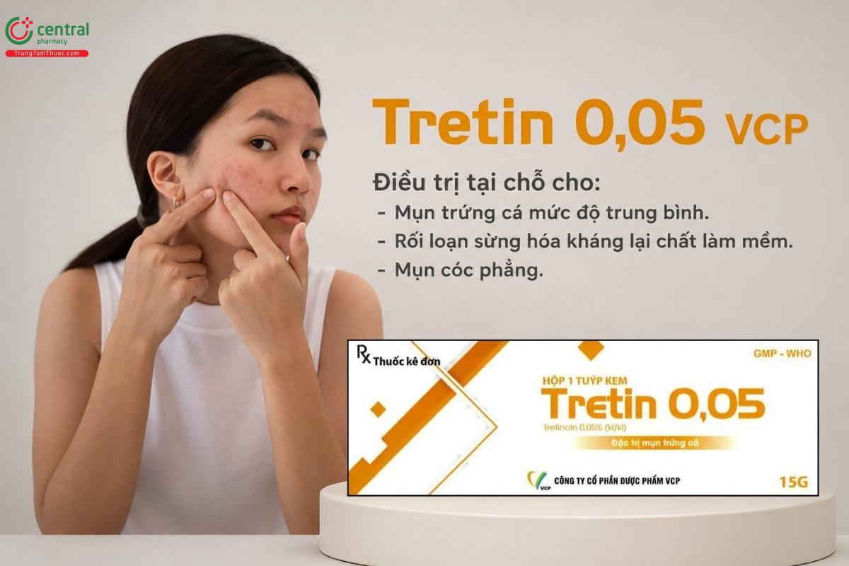 Chỉ định của thuốc Tretin 0,05 VCP