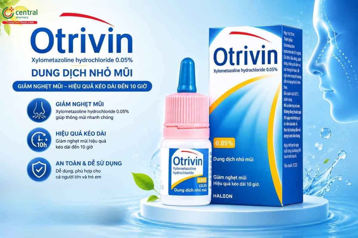 Thuốc nhỏ mũi Otrivin 0,05% cắt nhanh ngạt mũi