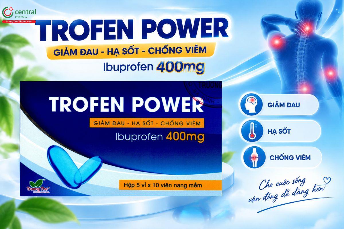 Thuốc TROFEN POWER giảm đau, hạ sốt và các triệu chứng cảm cúm