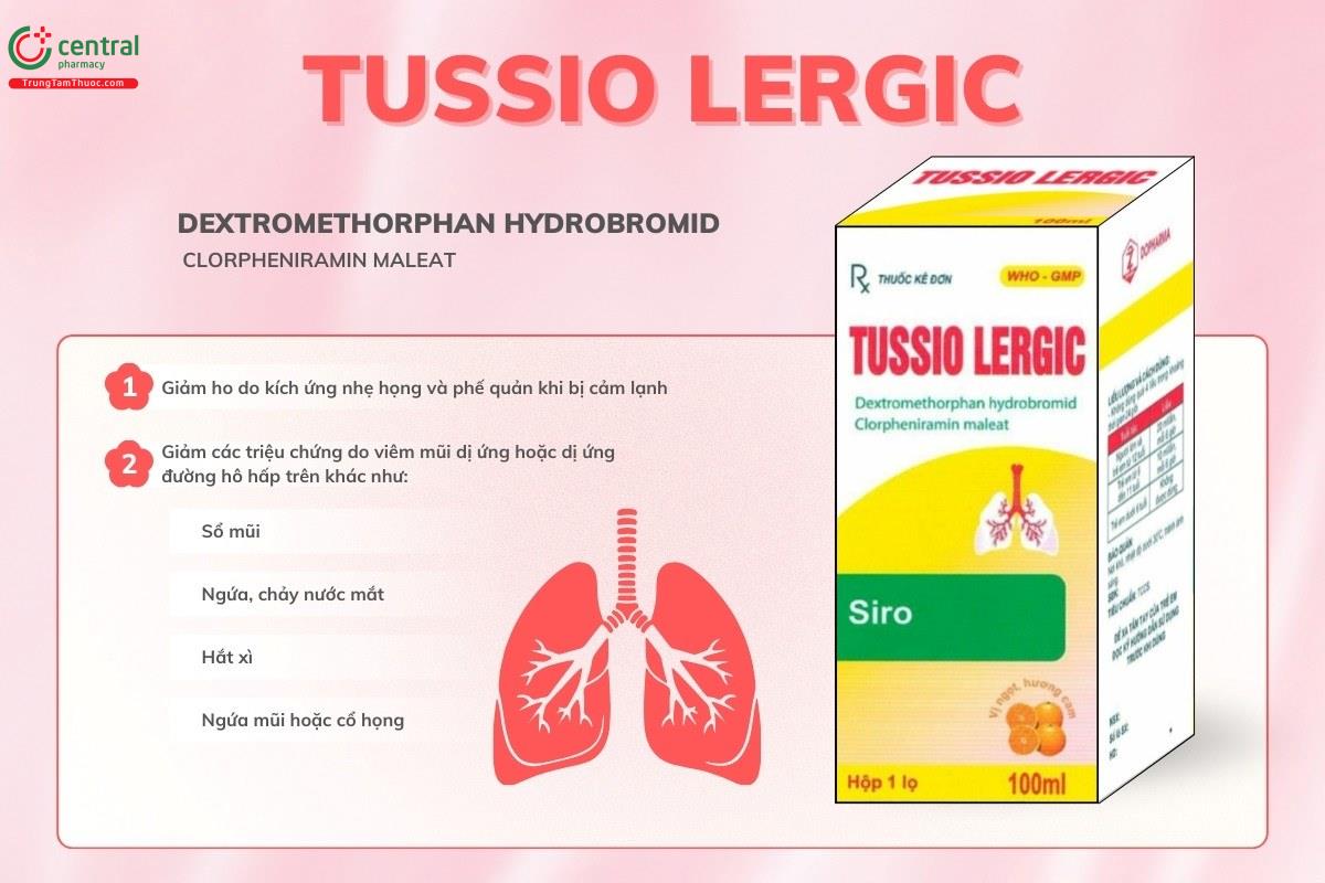 Chỉ định của thuốc Tussio Lergic