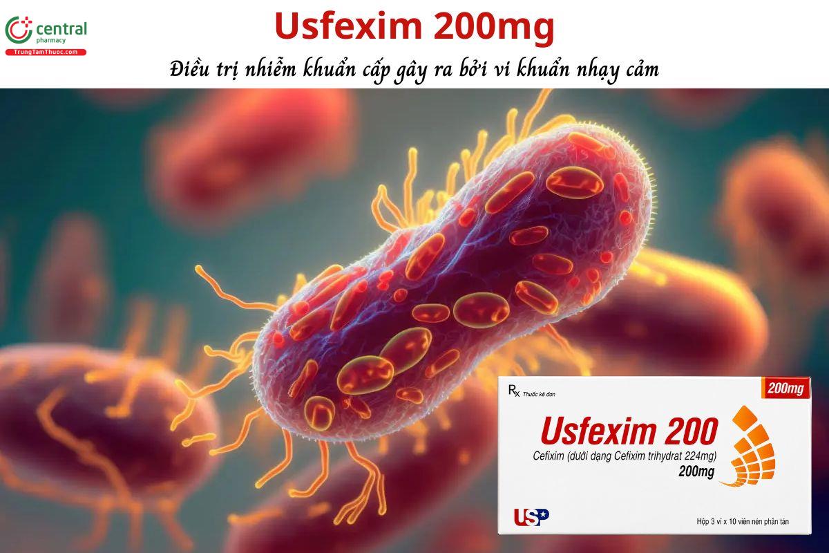 Thuốc Usfexim 200mg - Điều trị viêm họng, viêm phế quản