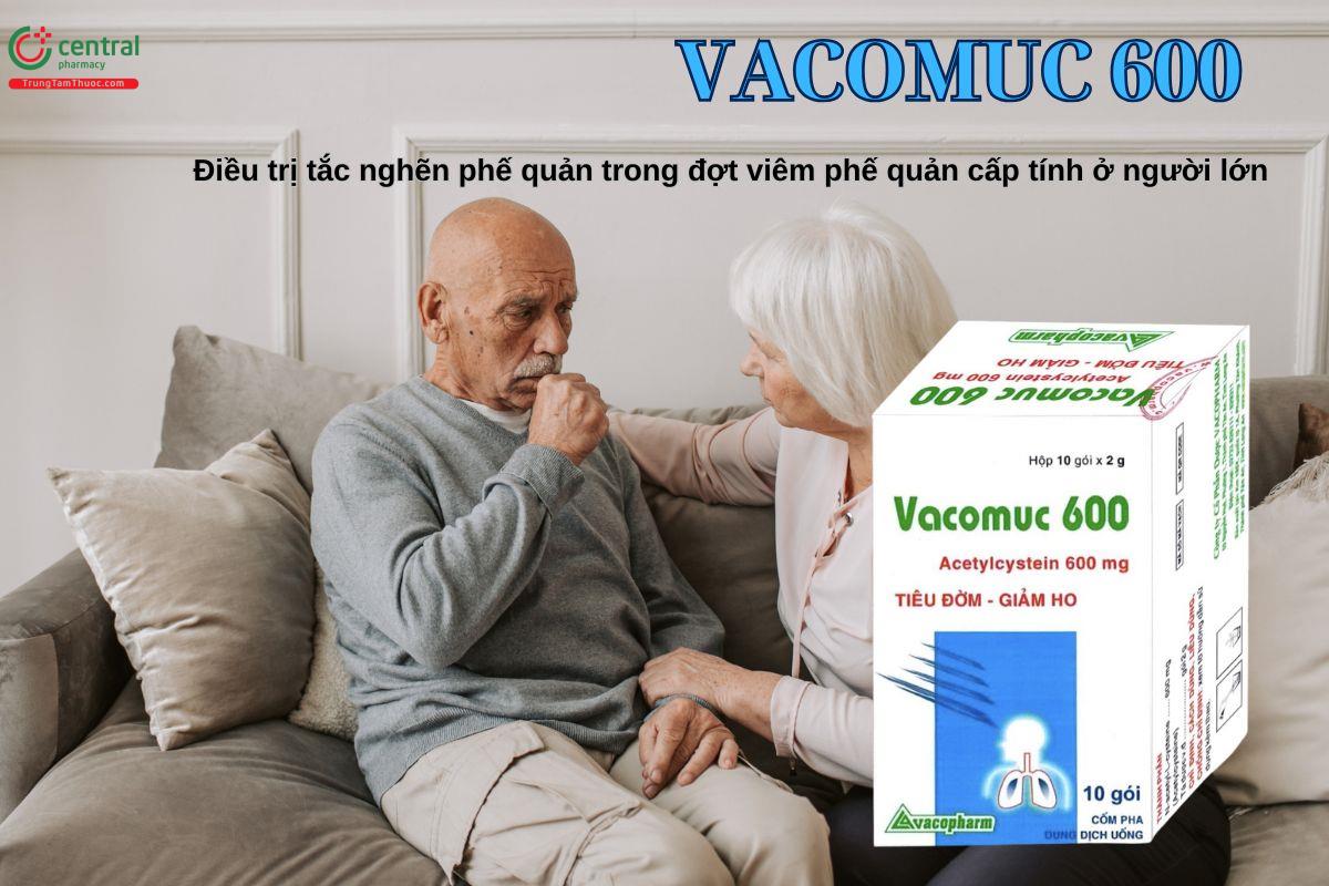 Thuốc Vacomuc 600 điều trị tắc nghẽn phế quản trong viêm phế quản cấp