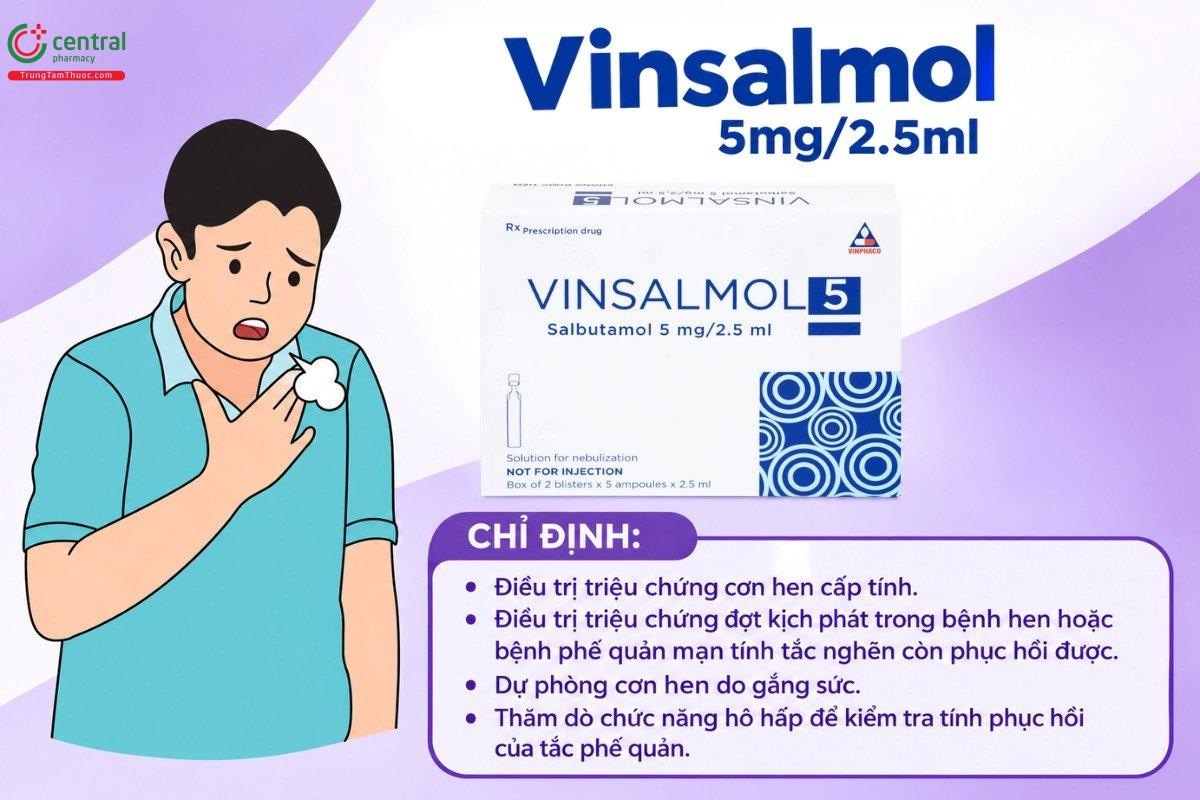 Chỉ định của thuốc Vinsalmol 5mg/2.5ml