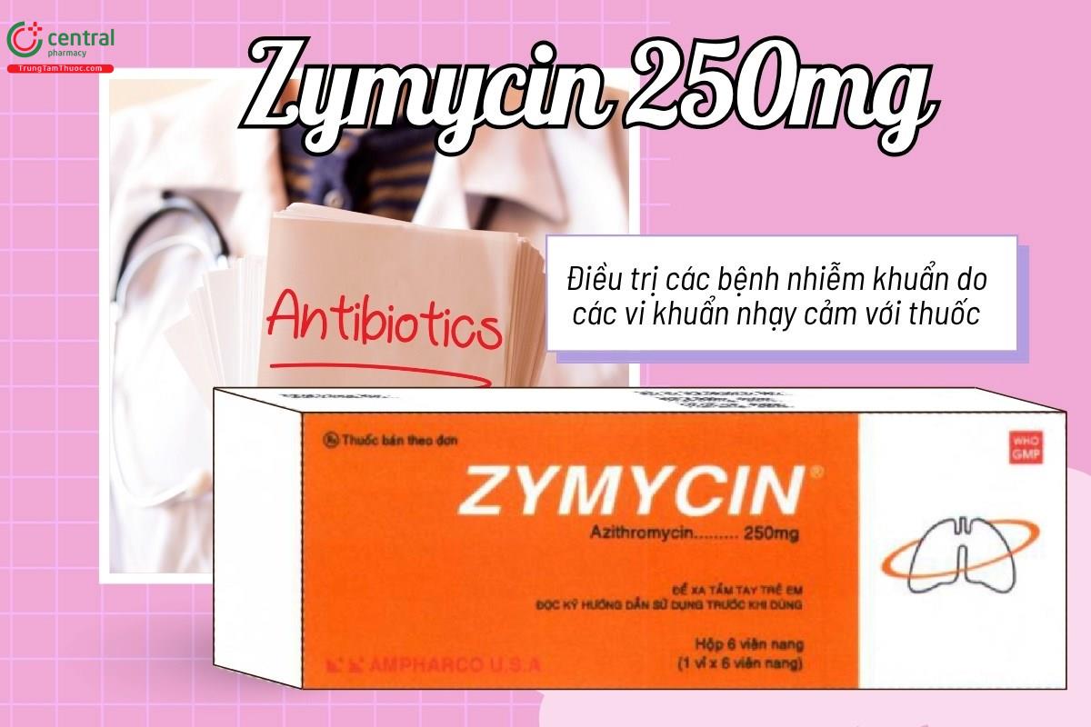 Thuốc Zymycin 250mg điều trị các bệnh nhiễm khuẩn do vi khuẩn nhạy cảm với thuốc