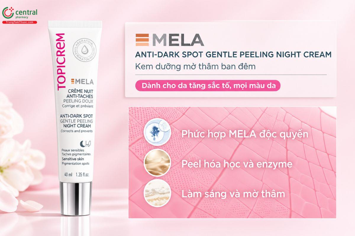 Kem dưỡng mờ thâm Topicrem MELA Anti-Dark Spot Gentle Peeling Night Cream