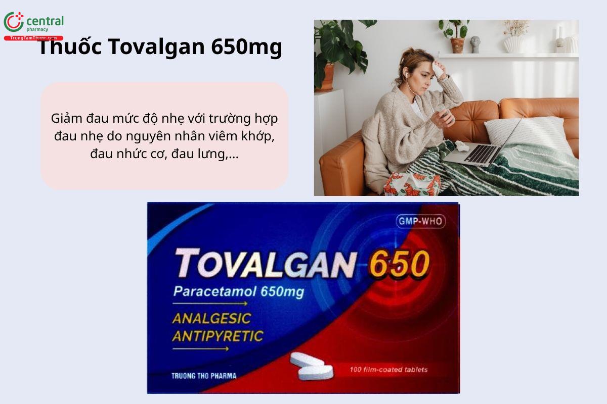 Chỉ định của thuốc Tovalgan 650mg