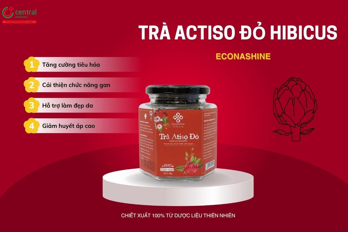 Trà Atiso đỏ Hibiscus Econashine (Lọ thuỷ tinh) tăng cường tiêu hóa, làm đẹp da