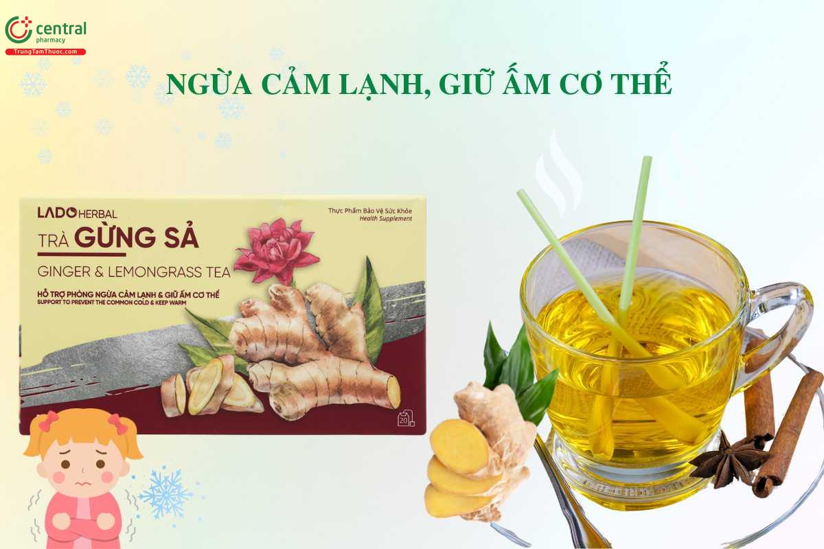 Công dụng Trà gừng sả Lado Herbal