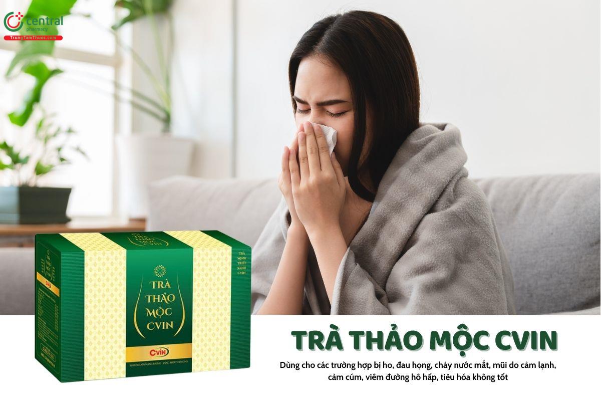 Trà thảo mộc xuyên tâm liên Cvin giảm ho, đau họng, viêm đường hô hấp