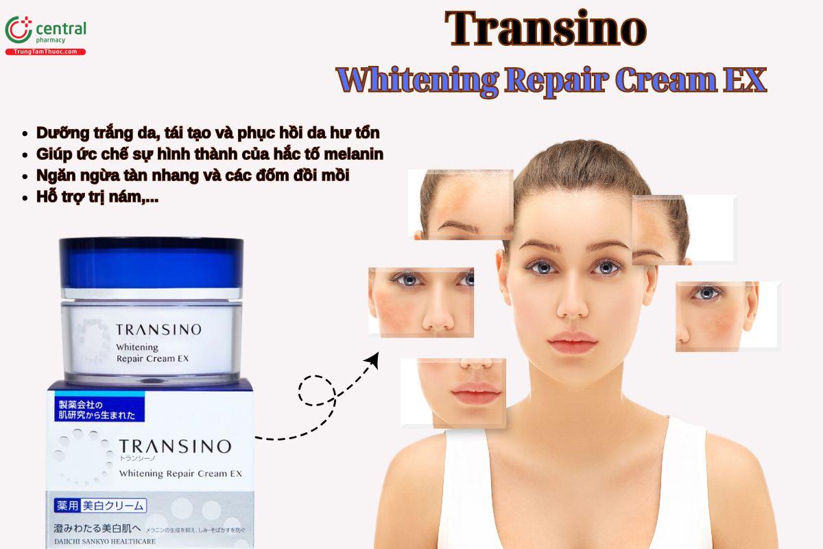 Kem Transino Whitening Repair Cream EX giúp phục hồi da, dưỡng trắng da, ngăn ngừa đồi mồi, hỗ trợ trị nám 