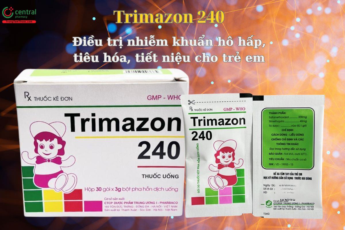 Thuốc Trimazon 240mg điều trị nhiễm khuẩn tiêu hóa, hô hấp cho trẻ