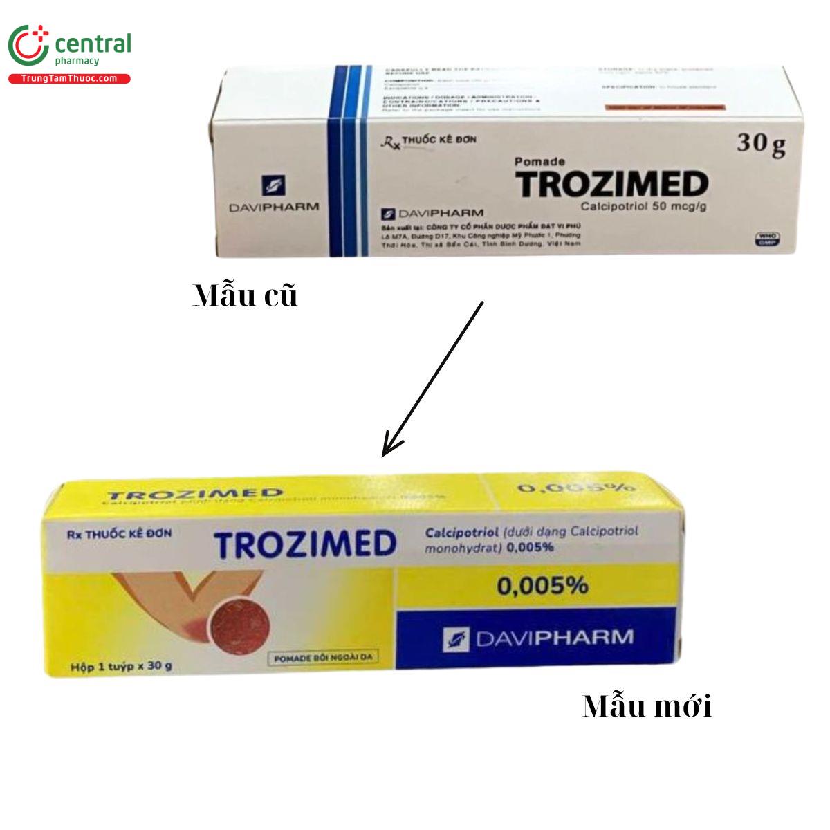 Thông báo thay đổi bao bì của Trozimed 30mg