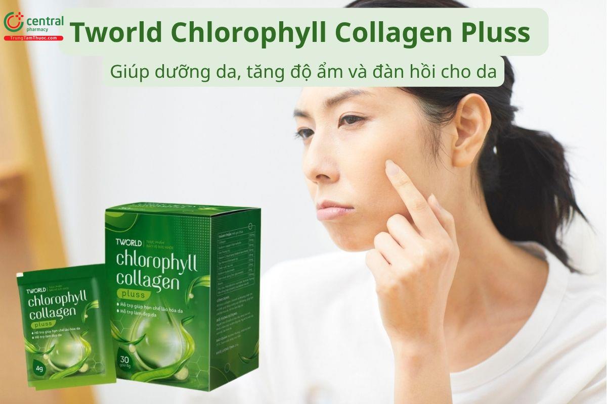 Tworld Chlorophyll Collagen Pluss giúp dưỡng da, tăng độ ẩm và đàn hồi cho da