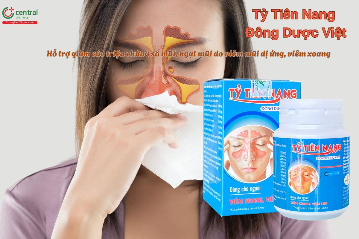 Viên uống Tỷ Tiên Nang Đông Dược Việt giúp giảm các triệu chứng của viêm mũi, viêm xoang