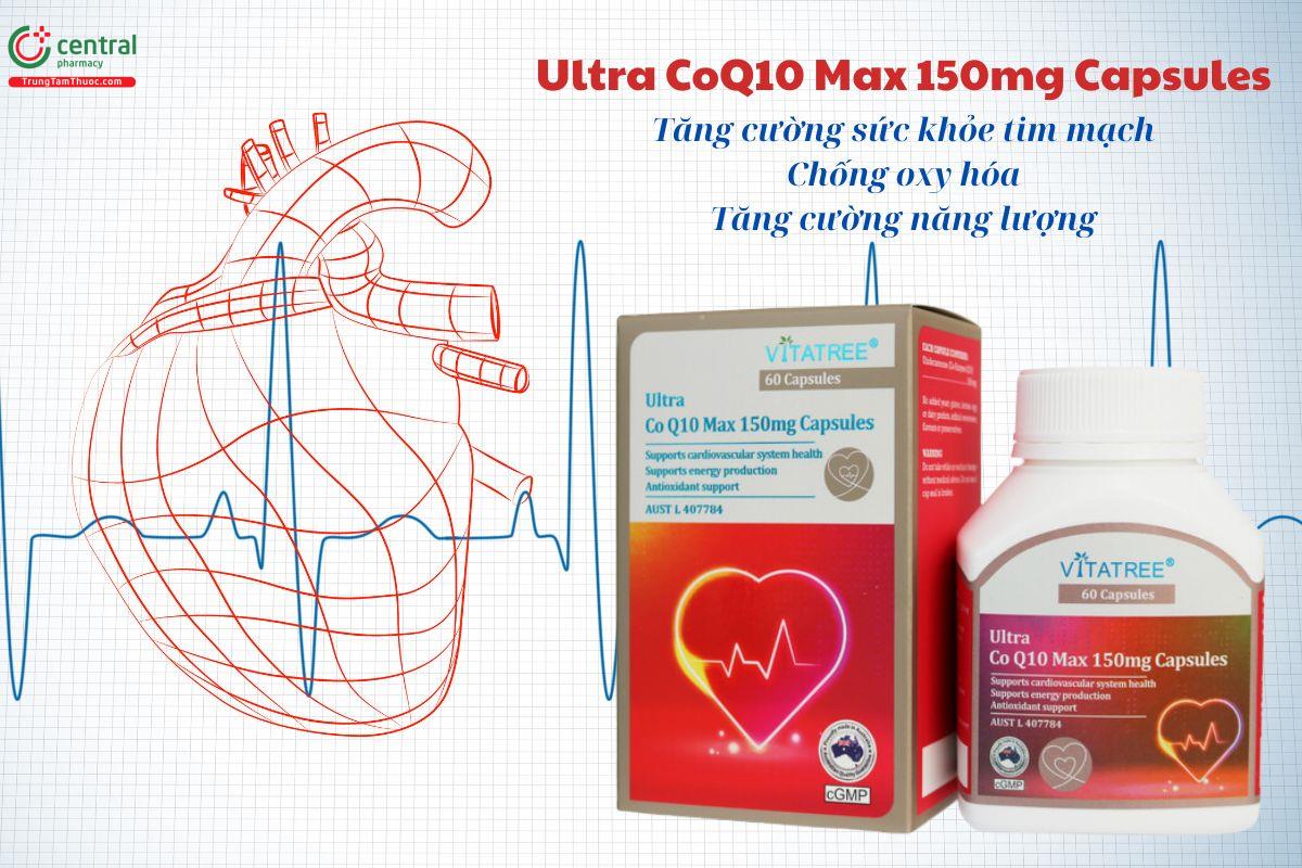 Ultra CoQ10 Max 150mg Capsules giúp hỗ trợ sức khỏe tim mạch