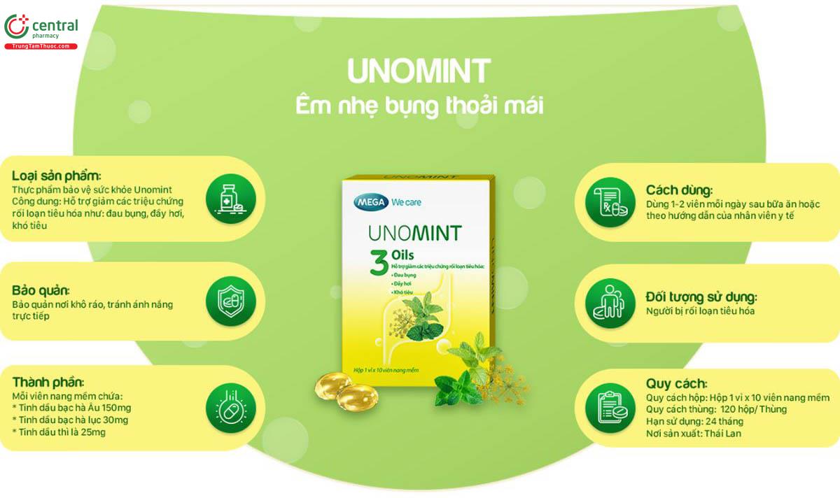 Unomint giúp cải thiện rối loạn tiêu hóa