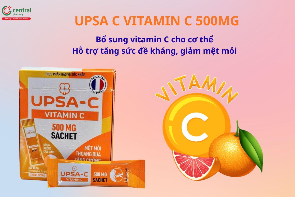 Upsa C Vitamin C 500mg bổ sung vitamin C, hỗ trợ tăng cường sức đề kháng