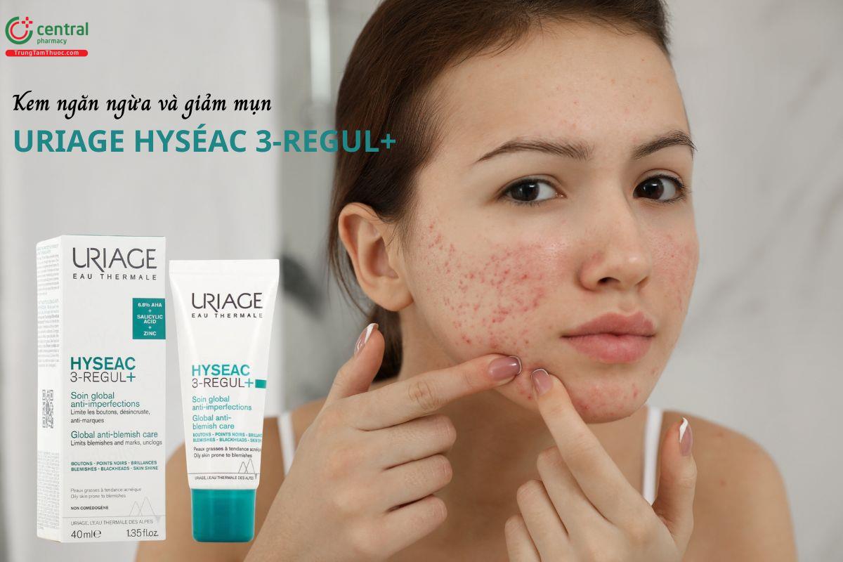 Kem ngăn ngừa mụn trứng cá hỗn hợp không màu Uriage Hyseac 3 Regul+