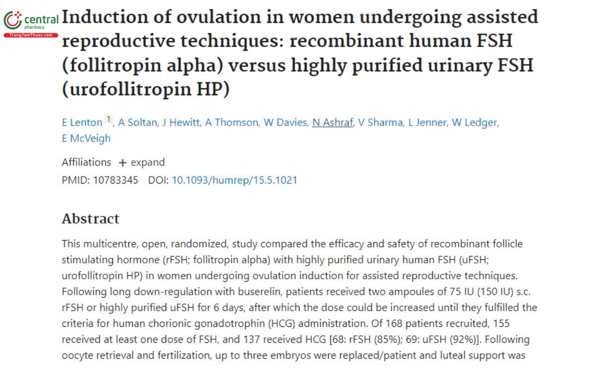 Nghiên cứu về Urofollitropin