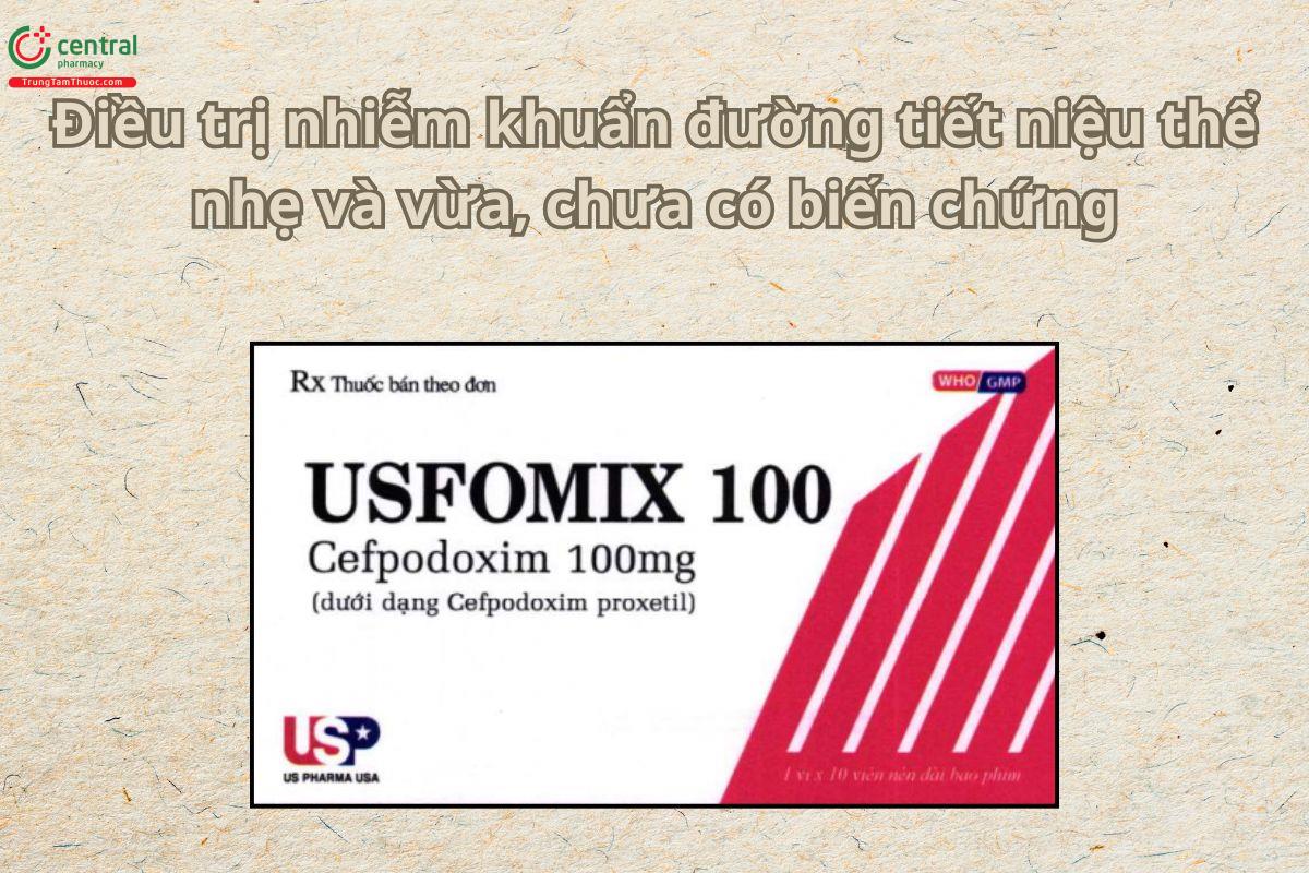 Thuốc Usfomix 100mg điều trị viêm họng, viêm amidan, viêm phổi