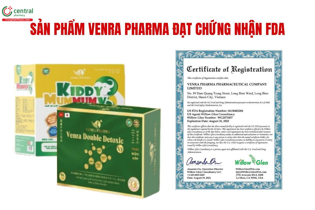 Chứng nhận FDA của thương hiệu Venra Pharma