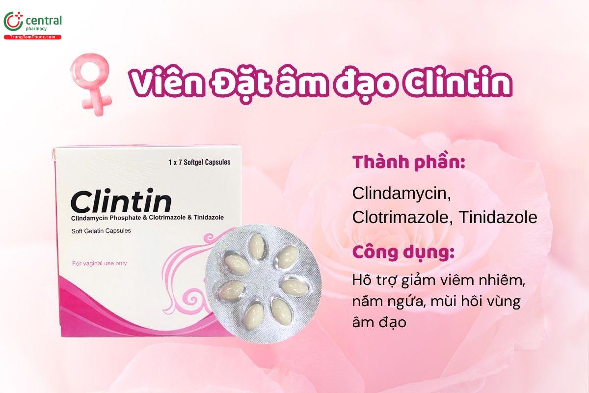 Viên đặt âm đạo Clintin - Hỗ trợ giảm viêm nhiễm, nấm ngứa phụ khoa