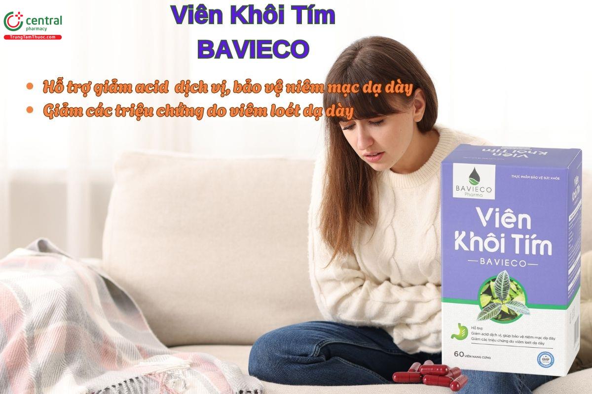 Viên Khôi Tím Bavieco giúp cải thiện các triệu chứng của viêm loét dạ dày