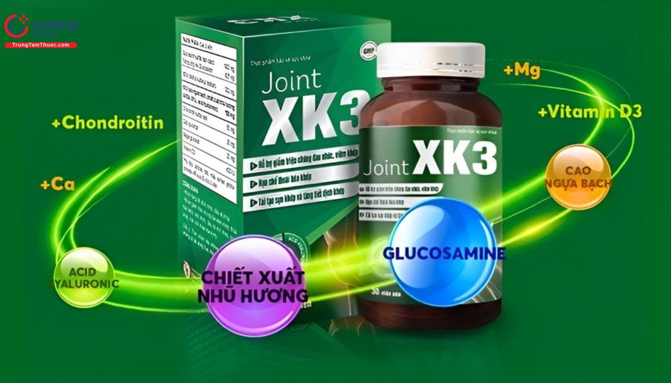 Viên uống Joint XK3 với thành phần kết hợp Glucosamin, MSM, Calci và hoạt chất XK3