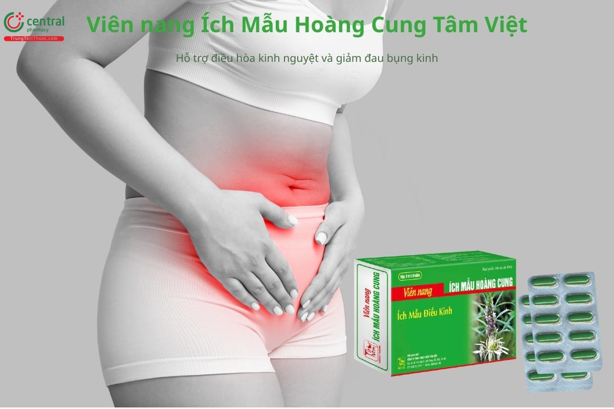 Viên nang Ích Mẫu Hoàng Cung Tâm Việt hỗ trợ điều hòa kinh nguyệt, giảm đau bụng kinh