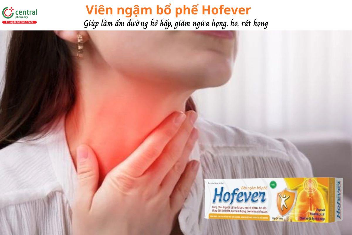 Viên ngậm bổ phế Hofever - Làm ấm đường hô hấp, giảm ho, làm dịu cổ họng