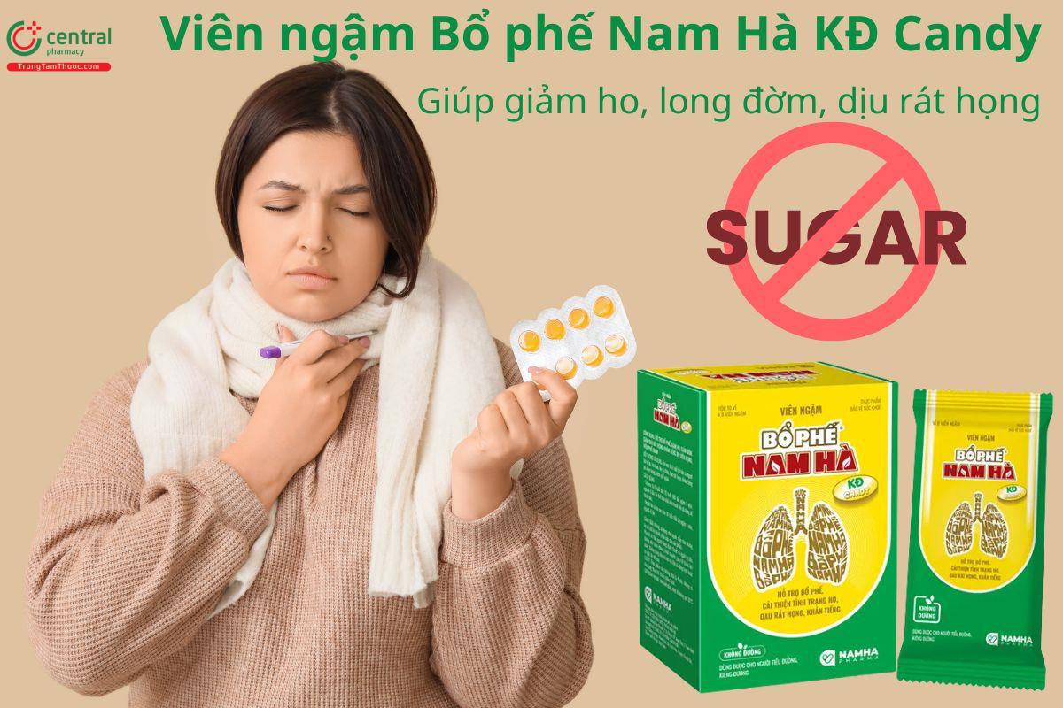 Viên ngậm Bổ phế Nam Hà KĐ Candy hỗ trợ giảm ho, long đờm, dịu rát họng